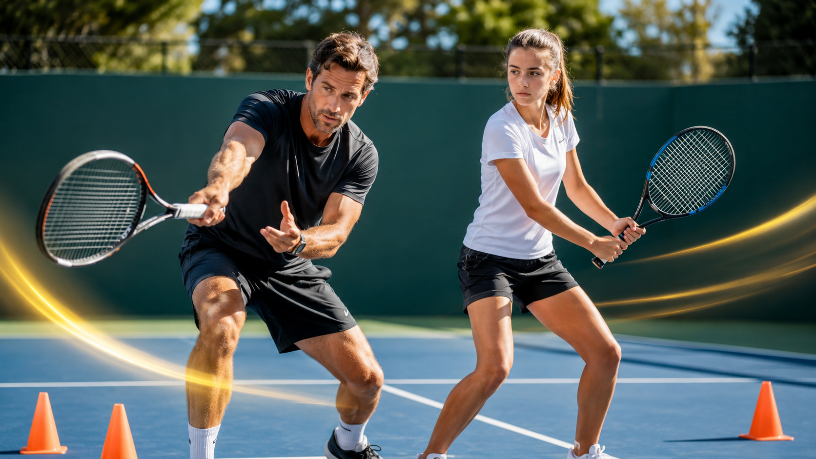 Treino de footwork com mentor e participante